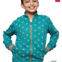 IndiWeaves Girls Pack Of 2 Printed Mock Collar Long Sleeve Fleece Front-Open Sweatshirt-picture-41