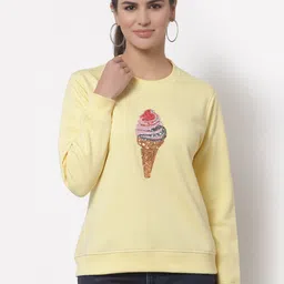 Club York Women Yellow Sequin Embellished Sweatshirt-picture-26