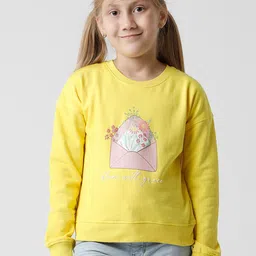 KATE & OSCAR Girls Yellow Printed Cotton Sweatshirt-picture-33