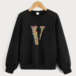 StyleCast Girls Black Floral Printed Long Sleeves Pullover Sweatshirt-image-82
