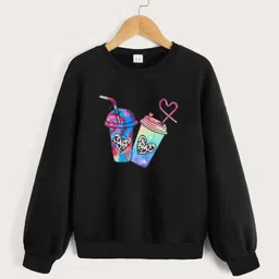 StyleCast Girls Black Printed Pullover Sweatshirt-image-74