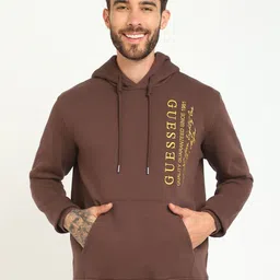 GUESS Typography Printed Hooded Neck Long Sleeves Pullover Sweatshirt image 1