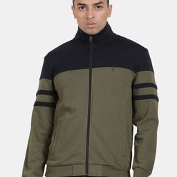 t-base Mock Collar Colourblocked Front Open Sweatshirt-picture-7