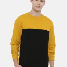 3PIN Men Mustard & Black Colourblocked Sweatshirt-image-72