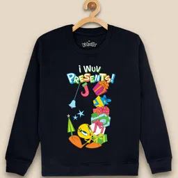 Kids Ville Girls Christmas Tweety Graphic-Printed Cotton Sweatshirt-image-5
