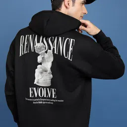 HIGHLANDER Black Graphic Printed Hooded Sweatshirt image 1