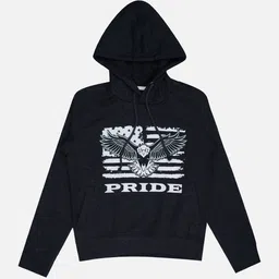 PRIDE APPAREL Girls Black Printed Hooded Sweatshirt-picture-2