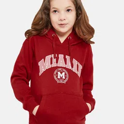 METTLE Girls Typography Printed Hooded Fleece Pullover Sweatshirt-picture-11