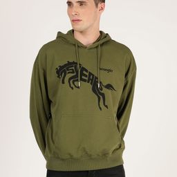 Wrangler Men Olive Green Printed Hooded Sweatshirt-picture-26