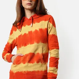 Campus Sutra Women Orange Printed Hooded Sweatshirt-picture-24