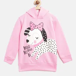 Lazy Shark Girls Pink Printed Hooded Sweatshirt image 1