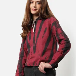 Campus Sutra Women Maroon Printed Hooded Sweatshirt-picture-30