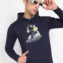 Campus Sutra Navy Blue Graphic Printed Hooded Cotton Sweatshirt-image-79