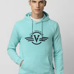 Van Heusen Sport Men Blue Printed Hooded Sweatshirt-image-77