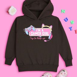 NUSYL Girls Typography Printed Hooded Fleece Sweatshirt-picture-15