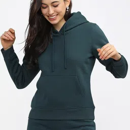 Tokyo Talkies Women Blue Solid Hooded Sweatshirt-picture-19