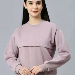 True Shape Women Round Neck Ribbed Maternity Sweatshirt-picture-38