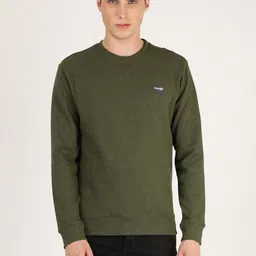 Wrangler Men Olive Green Solid Sweatshirt-image-43