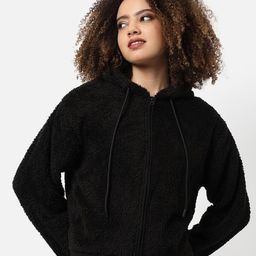Campus Sutra Women Black Hooded Sweatshirt-picture-36