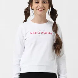 Vero Moda Girls Typography Printed Ribbed Pure Cotton Sweatshirt-image-60