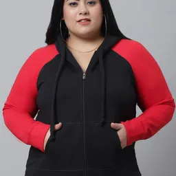 Rute Women Black Hooded Plus Size Fleece Sweatshirt-image-12