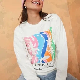 Styli Women Cream Graphic Printed Sweatshirt-picture-23