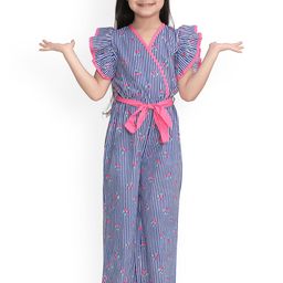 StyleStone Girls White & Navy Blue Printed Basic Jumpsuit-picture-23