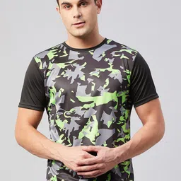 GRITSTONES Men Black & Charcoal Camouflage Printed Rapid-Dry Training T-shirt-picture-14