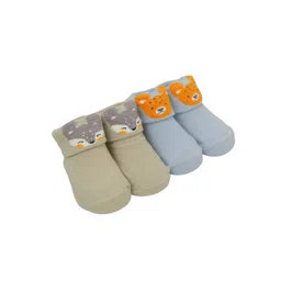 Yellow Bee Boys Infant Pack Of 2 Patterned Ankle-Length Anti-Skid Cotton Socks image 5