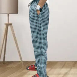 ismail blue checks pyjama full elastic sleepwear Men Pyjama image 2