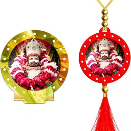 sanbia Khatu Shyam Baba Barbarik Khatunath Car Dashboard Idol & Car Hanging Combo Decorative Showpiece - 8 cm-picture-18