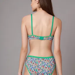 AROUSY Pack Of 2 Floral Printed Cotton Lightly Padded Bra & Mid-Rise Brief image 2