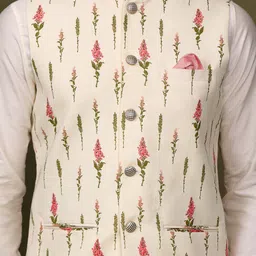 KISAH Mandarin Collar Straight Kurta With Churidar & Nehru Jacket image 2