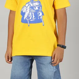 KiddoPanti Boys Graphic Printed Pure Cotton T-shirt With Shorts image 3