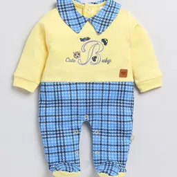 Moms Love Infant Boys Checked Cotton Sleepsuit image 3