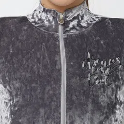 Sweet Dreams Women Grey Textured Tracksuit image 4