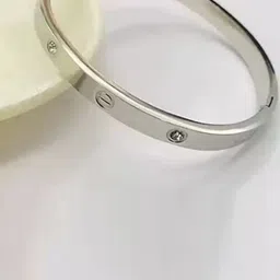 KARISHMA KREATIONS Unisex Silver-Plated Kada Bracelet image 3