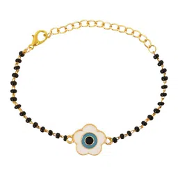 I Jewels Gold-Plated Beaded & Evil Eye Mangalsutra Link Bracelet image 2