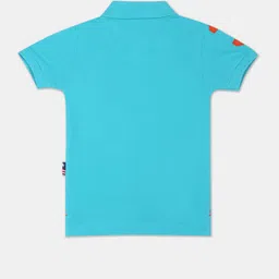 u.s. polo assn. U S Polo Assn Boys Blue & Orange Brand Logo Polo Collar Pure Cotton T-shirt image 2