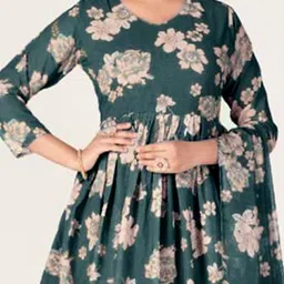 Peachmode Floral Printed Regular A-Line Georgette Kurta with Sharara & Dupatta image 2