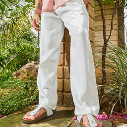 campus sutra Men Regular Fit White Polyester Trousers-picture-16