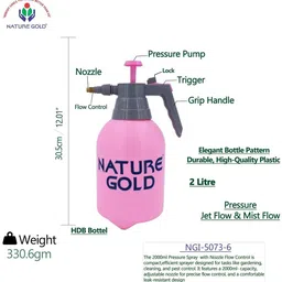 nature gold Garden Pressure Sprayer,HDB Bottle with Flow Control Nozzle, Jet and Mist Flow. 2 L Hand Held Sprayer-picture-18