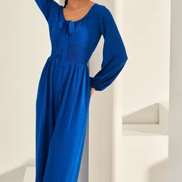 By The Bay Round Neck Smocked Basic Jumpsuit image 2