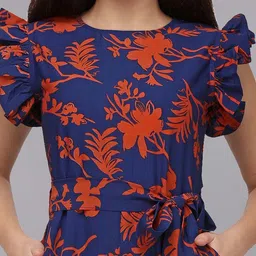 Fashfun Blue & Orange Printed Basic Jumpsuit image 5