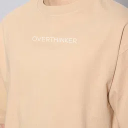 Besick Men Typography Printed Drop Shoulder Sleeves Oversized T-shirt image 2