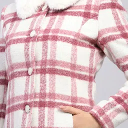 Monte Carlo Women Checked Spread Collar Single-Breasted Overcoat image 2