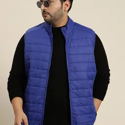 Sztori Plus Size Men Solid Sleeveless Padded Jacket image 2