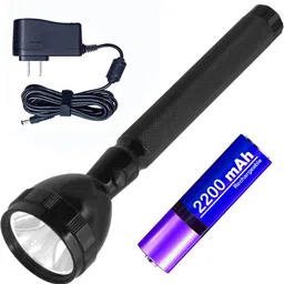 spacetop Metal Rechargeable Torch and 2200 mAh Lithium Battery 10 hrs Torch Emergency Light image 1