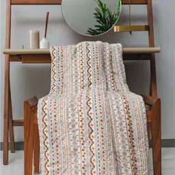 URBAN SPACE Mustard-Yellow & Brown Printed Pure Cotton Double Queen Bedding Set image 2