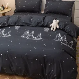 JC HOME Black & White Printed Single Bedding Set image 2